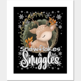 Snowflakes and Snuggles Cute Winter Graphic Posters and Art